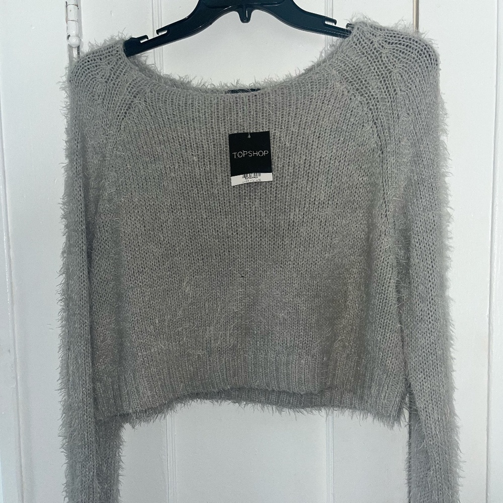 Top Shop Grey Woven T- shirt NWT